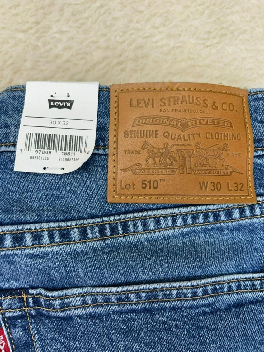 Levis 510 Mens Skinny Jeans Medium Blue W30 L32 Stretch Cotton Levi's NWT - Picture 4 of 6